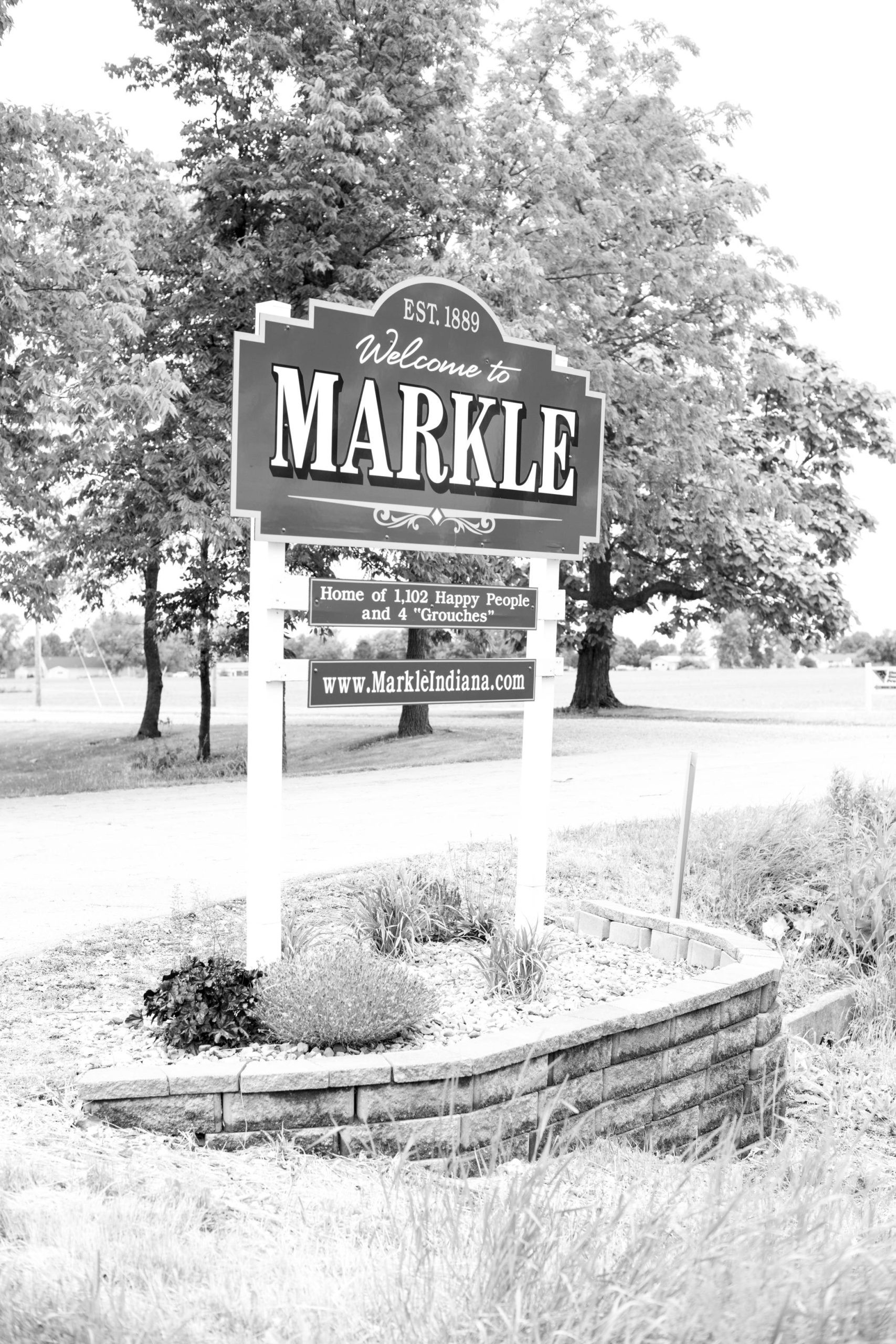 Welcome To Markle Black and White Photo